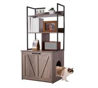 VEVOR Mueble para Caja de Arena para Gatos 60 x 50 x 127 cm, Armario para Arenero de Gatos, con Estantes de Almacenamiento Entrada Lateral Puerta, Estilo Moderno, Casa para Mascotas en Interior Hogar