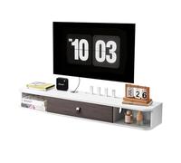 VEVOR Mueble TV de Pared, Estante Flotante para TV 1200 x 236 x 160 mm con Orificio para Cable, Armario de Pared para Reproductor de DVD, Decodificador de Cable, Carga de 52 kg, Blanco