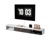 VEVOR Mueble TV de Pared, Estante Flotante para TV 1400 x 236 x 160 mm con Orificio para Cable, Armario de Pared para Reproductor de DVD, Decodificador de Cable, Carga de 52 kg, Blanco