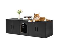 VEVOR Muebles de Baño Oculto para Gatos 147 x 46 x 45 cm, Armario para Arenero de Madera, Mesa Auxiliar para TV, Capacidad de Peso de 136 kg, para Ocultar Las Cajas de Arena para Gatos, Negro