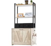 VEVOR Muebles de Baño Oculto para Gatos 60 x 50 x 127 cm Casa de Inodoro para Gatos con 2 Estantes de Almacenamiento Armario de Madera para Ocultar Las Cajas de Arena para Gatos, Color Natural