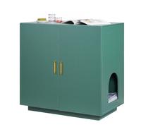 VEVOR Muebles de Baño Oculto para Gatos 80 x 50 x 79 cm, Armario para arenero de Madera con Dos Puertas, Mueble de Casa con 1 Estante, para Ocultar Las Cajas de Arena para Gatos, Verde Oscuro
