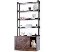 VEVOR Muebles de Baño Oculto para Gatos 85 x 49 x 183,6 cm Casa de Inodoro para Gatos con 4 Estantes de Almacenamiento Armario de Madera para Ocultar las Cajas de Arena para Gatos, Marrón Oscuro
