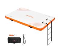 VEVOR Muelle Flotante Hinchable 2,43 x 1,52 m Plataforma de Muelle Inflable Alfombrilla Flotante Antideslizante con Bolsa de Transporte Portátil Escalera Extraíble Balsa de Isla para Piscina, Playa