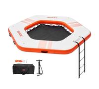 VEVOR Muelle Flotante Hinchable Plataforma de Muelle Hinchable Diámetro de 2,59 m Piscina de Malla Diámetro de 1,52 m Plataforma Antideslizante Estera de Agua con Bolsa Portátil y Escalera Extraíble