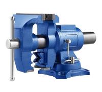 VEVOR Multifuncional Banco de Cabeza Giratoria de 360° 30 KN Fuerza de agarre 3000KG para Procesamiento de Máquina y de Vicio de 12,7 cm con Base y Herramienta Tornillo de Banco, Industrial, Azul