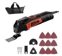 VEVOR - Multiherramienta oscilante de 4 amperios con cable de 6 velocidades variables 7000-19000 OPM, ángulo de rotación de 3,2°, 13 accesorios de sierra, luz de trabajo