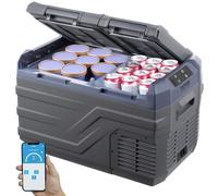 VEVOR Nevera de Compresión Portátil 25 L Mini Nevera para Coche 12/24V CC y 100-240V CA Caja Enfriadora de Doble Zona Temperatura Ajustable de -20°C a 20°C para Camión Barco Casa Camping