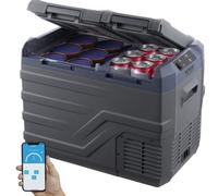 VEVOR Nevera de Compresión Portátil 32 L Mini Nevera para Coche 12/24V CC y 100-240V CA Caja Enfriadora de Doble Zona Temperatura Ajustable de -20°C a 20°C para Camión Barco Casa Camping