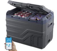 VEVOR Nevera de Compresión Portátil 32 L Mini Nevera para Coche de Doble Zona Temperatura Ajustable de -20 °C a 20 °C Nevera Portátil 12/24 V CC y 100-240 V CA para Camión, Barco, Casa, Camping