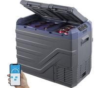 VEVOR Nevera de Compresión Portátil 39 L Mini Nevera para Coche 12/24V CC y 100-240V CA Caja Enfriadora de Doble Zona Temperatura Ajustable de -20°C a 20°C para Camión Barco Casa Camping