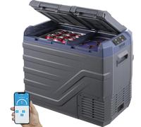 VEVOR Nevera de Compresión Portátil 40 L Mini Nevera para Coche 12/24V CC y 100-240V CA Caja Enfriadora de Doble Zona Temperatura Ajustable de -20°C a 20°C para Camión Barco Casa Camping