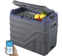 VEVOR Nevera de Compresión Portátil 45 L Mini Nevera para Coche 12/24V CC y 100-240V CA Caja Enfriadora de Zona Única Temperatura Ajustable de -20°C a 20°C para Camión Barco Casa Camping