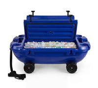 VEVOR Nevera Flotante 37,9 L Enfriador Flotante para Agua y Tierra con Carcasa Rígida Aislada, Ruedas, Cuerda de Remolque, Asas Laterales, Portavasos para Playa Bebida Barco Piscina, Color Azul Oscuro