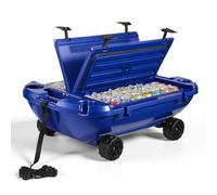 VEVOR Nevera Flotante 37,9 L Enfriador Flotante para Agua y Tierra con Carcasa Rígida Aislada, Ruedas, Cuerda de Remolque, Asas Laterales, Portavasos para Playa Bebida Barco Piscina, Color Azul Oscuro