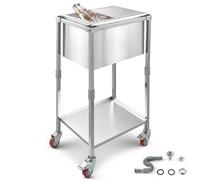 VEVOR Nevera Portátil con Ruedas, 510 x 360 x 970 mm, de Acero Inoxidable, con Ruedas, 28 L, para Exteriores, con Estante, para Fiestas en el Patio o el Bar, con Más de 24 Horas de Aislamiento
