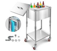 VEVOR Nevera Portátil con Ruedas, 553 x 405 x 970 mm, de Acero Inoxidable, Capacidad de 31 L, con Más de 24 Horas de Aislamiento, Ideal para Exteriores, Fiestas, Bares y Patios, Fácil de Instalar