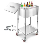 VEVOR Nevera Portátil con Ruedas, 553 x 405 x 970 mm, de Acero Inoxidable, Capacidad de 31 L, con Más de 24 Horas de Aislamiento, Ideal para Exteriores, Fiestas, Bares y Patios, Fácil de Instalar