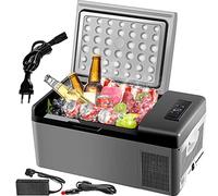 VEVOR Nevera Portátil Eléctrica 15 L 12/24 V Refrigerador Portátil del Automóvil, Nevera de Coche Eléctrica con Batería de Coche de 3 Niveles Modo Dual con Panel de Control LCD Camping, Black