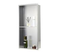 VEVOR Nicho de Ducha Empotrado 33x63,5x10,2 cm Estante Divisor de Pared de Acero Inoxidable Organizador de Jabón y Champú con Marco Sellado Impermeable Duradero Fácil de Instalar para Baño, Plata