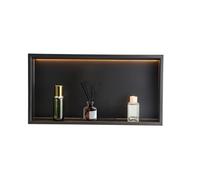 VEVOR Nicho de Ducha Empotrado 33x63,5x10,2 cm Estante Divisor de Pared de Acero Inoxidable Organizador de Jabón y Champú con Tira LED Sellado Impermeable Duradero Fácil de Instalar para Baño, Negro