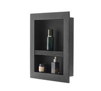 VEVOR Nicho de Ducha Empotrado 40,6 x 50,8 x 10,2 cm Estante Divisor de Pared para Baño Organizador para Jabón y Champú, Esquinas Cuadradas Diseño Impermeable y Sellado para Ducha de Baño, Negro