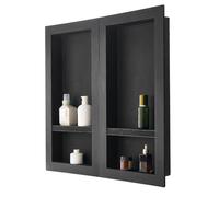 VEVOR Nicho de Ducha Empotrado 40,6 x 81,3 cm y 40,6 x 81,3 cm con Estante de Pared Grosor de 10,2 cm Organizador para Jabón y Champú, Esquinas Cuadradas, Sellado e Impermeable para Baño, Negro