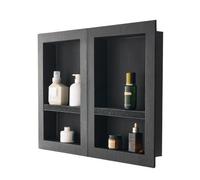 VEVOR Nicho de Ducha Empotrado 40,6 x 61 cm y 40,6 x 61 cm con Estante de Pared Grosor de 10,2 cm Organizador para Jabón y Champú, Esquinas Cuadradas, Sellado e Impermeable para Baño, Negro
