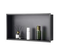 VEVOR Nicho de Ducha Empotrado 33x63,5x10,2 cm Estante Divisor de Pared de Acero Inoxidable Organizador de Jabón y Champú con Marco Sellado Impermeable Duradero Fácil de Instalar para Baño, Negro
