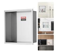 VEVOR Nicho Empotrable para Baño 33,02x33,02 cm Nicho de Ducha Montado en Pared Estante Doble Acero Inoxidable 304 Sellado Impermeable Fácil de Limpiar para Almacenamiento Jabón Ducha Baño, Plata