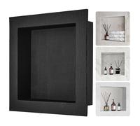 VEVOR Nicho Empotrable para Baño 40,64 x 40,64 x 10 cm Nicho de Ducha Montado en Pared Estante de Plástico XPS Simple Protección Sellada Moderna para Baño, Ducha, Almacenamiento de Jabón, Negro