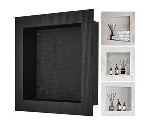 VEVOR Nicho Empotrable para Baño 40,64 x 40,64 x 10 cm Nicho de Ducha Montado en Pared Estante de Plástico XPS Simple Protección Sellada Moderna para Baño, Ducha, Almacenamiento de Jabón, Negro