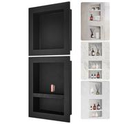 VEVOR Nicho Empotrable para Baño 40,64x40,64 cm/40,6x50,8 cm, Nicho de Ducha de Triple Pared Estante de Plástico XPS Esquinas Cuadradas Protección Sellada Moderna para Almacenamiento de jabón, Negro