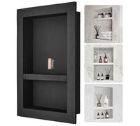 VEVOR Nicho Empotrable para Baño 40,64x60,96x10 cm Nicho de Ducha de Doble Pared Estante de Plástico XPS Esquinas Cuadradas Protección Sellada Moderna para Baño, Ducha, Almacenamiento de Jabón, Negro