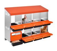 VEVOR Caja Nido para Gallinas de 8 Compartimentos de 1060 x 525 x 800 mm Caja Nido de Metal con Nidos Inclinados, Orificios Inferiores y Plataforma de Descanso Apto para Diferentes Razas de Gallinas