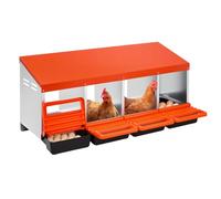 VEVOR Nido para Ponedoras 1060 x 525 x 475 mm, 4 Compartimentos, Nido Metálico con Bandejas Antigoteo Protectoras y Orificios de Ventilación, para Gallinas, Patos, Pollos y Otras Aves de Corral