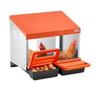 VEVOR Nidos para Gallinas, 2 Compartimentos, Fácil Recolección de Huevos, Montaje en Pared, Acero Galvanizado y Plástico de Alta Resistencia, para Gallinas Ponedoras, Naranja, 535 x 525 x 475 mm