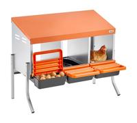 VEVOR Nidos para Gallinas, 3 Compartimentos, con Patas de Soporte, Fácil Recogida de Huevos, Acero Galvanizado y Plástico de Alta Resistencia, para Gallinas Ponedoras, Naranja, 795 x 525 x 675 mm