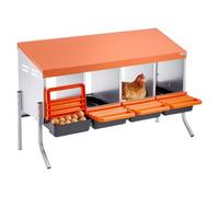 VEVOR Nidos para Gallinas, 4 Compartimentos, con Patas de Soporte, Fácil Recogida de Huevos, Acero Galvanizado y Plástico de Alta Resistencia, para Gallinas Ponedoras, Naranja, 1060 x 525 x 675 mm