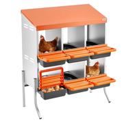 VEVOR Nidos para Gallinas, 6 Compartimentos, con Patas de Soporte, Fácil Recogida de Huevos, Acero Galvanizado y Plástico de Alta Resistencia, para Gallinas Ponedoras, Naranja, 795 x 525 x 990 mm