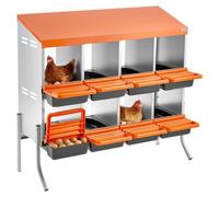 VEVOR Nidos para Gallinas, 8 Compartimentos, con Patas de Soporte, Fácil Recogida de Huevos, Acero Galvanizado y Plástico de Alta Resistencia, para Gallinas Ponedoras, Naranja, 1060 x 525 x 990 mm