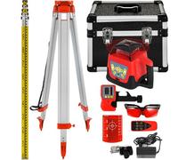 VEVOR Nivel de Láser Rojo Rotatorio Auto-Nivelante 250m Kit de Trípode y Bastón para Niveles Automáticos 5m Trípode de Nivel Plegable para Niveles Automáticos