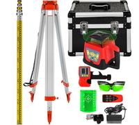 VEVOR Nivel de láser verde rotatorio auto-Nivelante 500m Kit de trípode y bastón para Niveles Automáticos 5m Trípode de nivel plegable para Niveles Automáticos