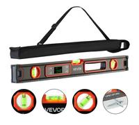 VEVOR Nivel Digital de Aluminio 600 mm, Nivel Electrónico Magnético con Burbujas de 0°/45°/90°, Pantalla LED Retroiluminada, 4 Unidades de Medida, Bolsa para Construcción Bricolaje Hogar Carpintería