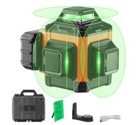 VEVOR Nivel Láser 30m de 360° x 3 Líneas Cruzadas Verdes Modo de Autonivelación Manual Longitud de Onda del Láser 520±10 nm Precisión de 0,28cm a 10m Funcionamiento Continuo 8h con Soporte de Batería