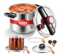 VEVOR Olla a Presión de 11 L, Acero Inoxidable, con Rejilla para Cocinar al Vapor, Tapa de Vidrio Templado, Tres Configuraciones de Presión para Carne, Frijoles, Arroz, Sopa y Salsas, 100 kPa