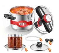 VEVOR Olla a Presión de 6 L, de Acero Inoxidable, con Rejilla para Cocinar al Vapor, Tapa de Vidrio Templado, Tres Configuraciones de Presión para Carne, Frijoles, Arroz, Sopa y Salsas. 100 kPa