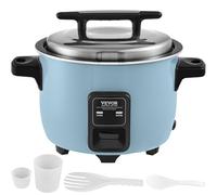 VEVOR Olla Arrocera Comercial de 60 Tazas,13 Litros y Calentador con Olla Interior Antiadherente, Cocción Rápida y Mantenimiento del Calor durante 24 Horas, Taza y Paleta de Arroz, 500 x 410 x 340 mm