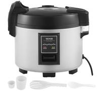 VEVOR Olla Arrocera Comercial 70 Tazas, 15 L y Calentador con Olla Interior Antiadherente, Cocción Rápida y Mantenimiento del Calor durante 12 Horas, con Taza y Paleta para Arroz, 460 x 410 x 370 mm