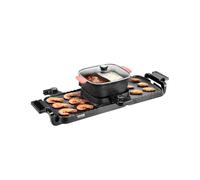 VEVOR Olla Caliente con Parrilla sin Humo 2 en 1 de 2300 W, con Sartén Antiadherente, Control de Temperatura Dual Independiente, Barbacoa Coreana de Interior para 1-6 Personas, 770 x 282 x 198 mm